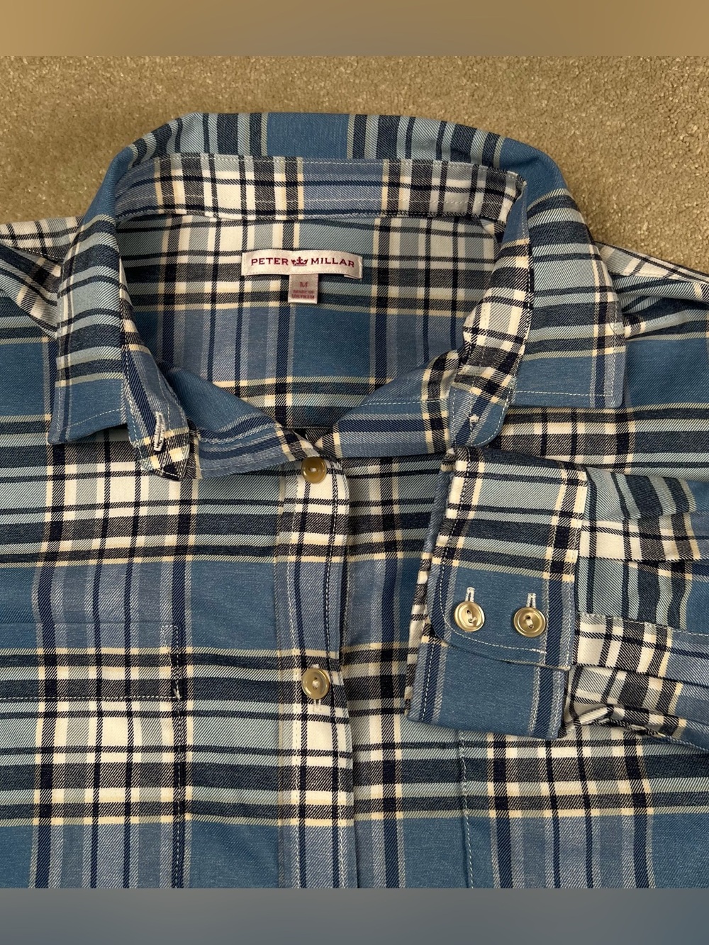 Peter Millar Plaid Button Up Shirt Blue Women's Medium